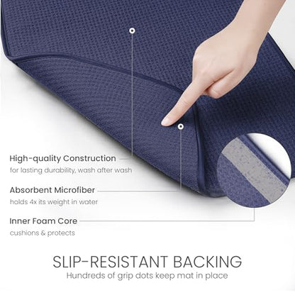 Bellemain Dish Drying Mat, Drying Matt Kitchen Counter, 17 x 24 Inch -Navy - color: Navy, size: 17" x 24"