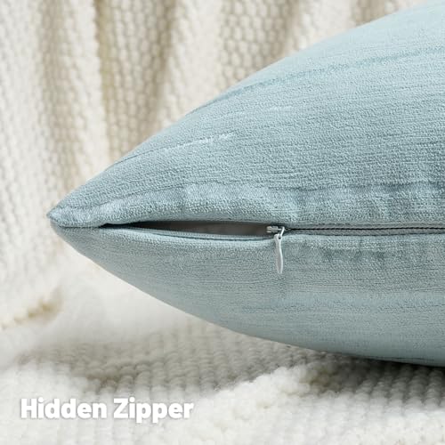 HAUSSY Pack of 2 Chenille Throw Pillow Covers 18x18 Inch, Light Blue - color: Light Blue, size: 18" x 18" (Pack of 2)