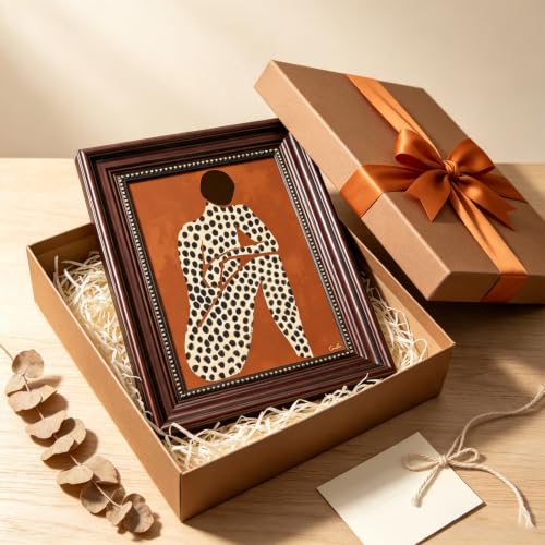 Dark Brown Framed African American Woman Canvas Wall Art 12x16 in - color: Polka Dot African Girl, size: 16"L x 12"W