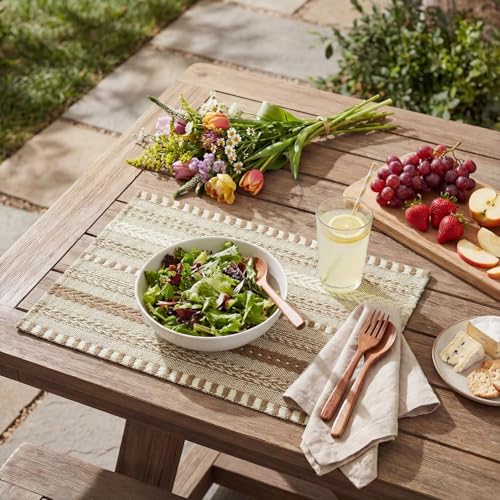 Artoid Mode Light Coffee Woven Braided Stripe Placemats Set of 6-12x18 Inch - color: Light Coffee, size: 12" x 18", 6 Pcs