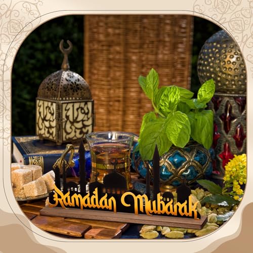 DoubleFill Ramadan Mubarak Decorations for Home Office, Table Metal Sign - style: Ramadan Mubarak