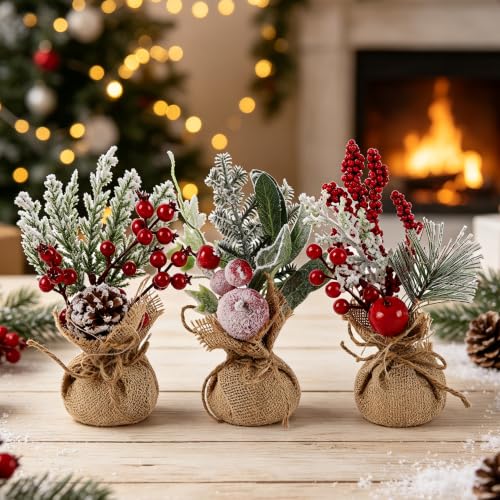 winemana 6 Pcs Mini Christmas Tree Table Decorations Holiday Centerpieces - size: Style 3