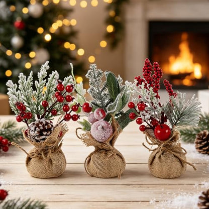 winemana 6 Pcs Mini Christmas Tree Table Decorations Holiday Centerpieces - size: Style 3
