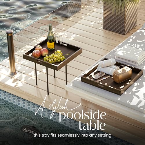 TIDITA 20" x 20" Square Wooden Ottoman Tray, Built-in Handles, Walnut Color - color: Walnut, size: 20" x 20" x 2.4"