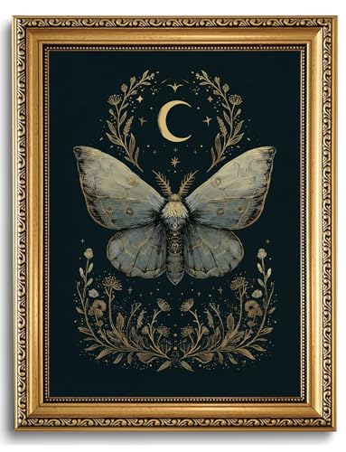 Vintage Gold Framed Butterfly Wall Art Academia Gothic Moths Wall Decor - color: butterfly, size: 16"L x 12"W
