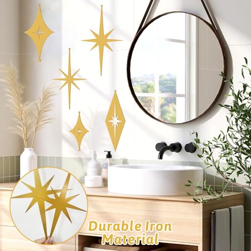 Stars Wall Decor Golden Starburst Metal Art Signs Mid Century Modern Decor - color: Bronze Metal Star