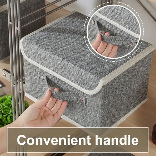 Foldable Fabric Storage Cubes with Lids,Grey 10.2x7.9x6.7in,3 Pack - color: Grey, size: 10.2x7.9x6.7in(3-pack)