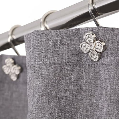 Brushed Nickel Shower Curtain Hooks: Rust Proof Metal Curtain Rings, 12Pcs - color: Brushed Nickel
