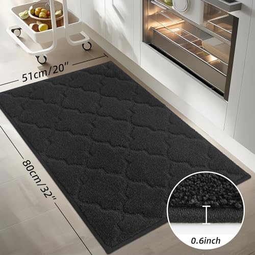 COSY HOMEER Kitchen Rugs Non Slip Washable 20"x32",Black - color: Black, size: 20"X 32"