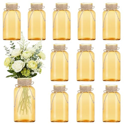 12 Pack Mason Jar Vases for Centerpieces, Gold Glass Flower Vase - color: Gold