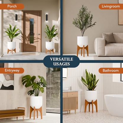 KUTE NEST 17" H x 19.3" W Acacia Solid Wood Plant Stand - Walnut - color: Walnut, size: High - Medium - 17"H x 19.3"W