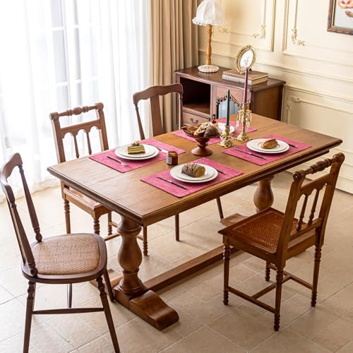 KXN Placemats Set of 4, Durable Dual-Layer Fabric Table Mats, Hot Pink - color: Hot Pink