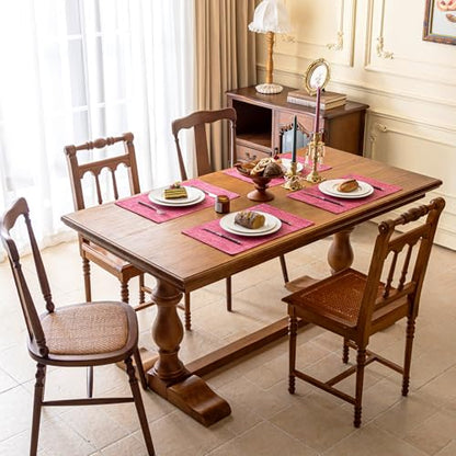 KXN Placemats Set of 4, Durable Dual-Layer Fabric Table Mats, Hot Pink - color: Hot Pink