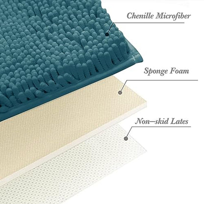 Non-Slip Bath Rug,Extra Soft Microfiber Bedroom Shag Carpet with Anti-Slip Backing,Water/Dust Absorbent Fast Dry Shower Mat,Sound Insulated Stairs Pad,Machine Washable (Turquoise,19 x 31 Inches) - color: Turquoise, size: 19"x31"