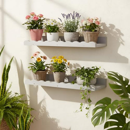 Suzile 2 Pcs Scalloped Floating Wall Shelves,16.5",Gray - color: Grey, size: 16.5"