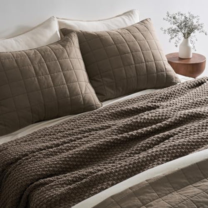 EVERGRACEHOME Chunky Chenille Knit Throw Blanket, 108x92, Mocha Brown - color: Mocha Brown, size: 108" X 92"