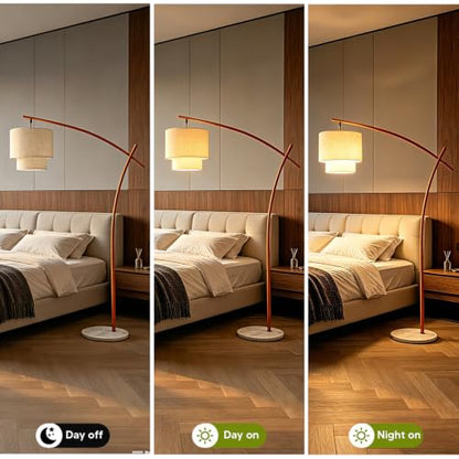 Lightdot Orange Arc Floor Lamp, 3000K Dimmable Standing Hanging Over Lamp - color: Fabric-Orange