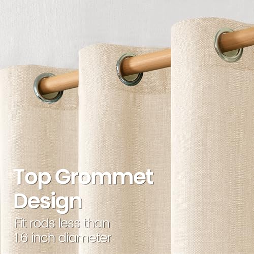 BGment Light Beige Linen Curtains 63 Inch Length for Living Room - 2 Panels - color: Light Beige, size: 52"W x 63"L (Pack of 2)