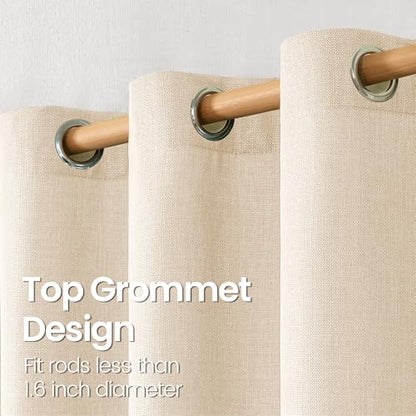 BGment Light Beige Linen Curtains 63 Inch Length for Living Room - 2 Panels - color: Light Beige, size: 52"W x 63"L (Pack of 2)