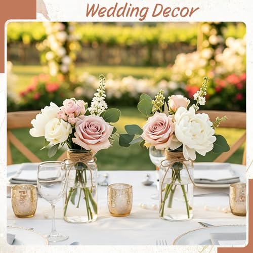 12 Pack Mason Jar Vases for Centerpieces, Clear Glass Flower Vase - color: Transparent