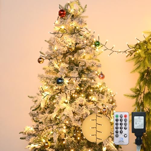 400 LED Cluster Lights Christmas 40FT Fairy Lights Plug in with Remote - color: Warm White, size: 400 LED