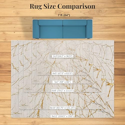 LUXE WEAVERS Modern Abstract Non-Shedding Area Rug Gold 6x9 - color: Gold, size: 6' x 9' (Rectangular)