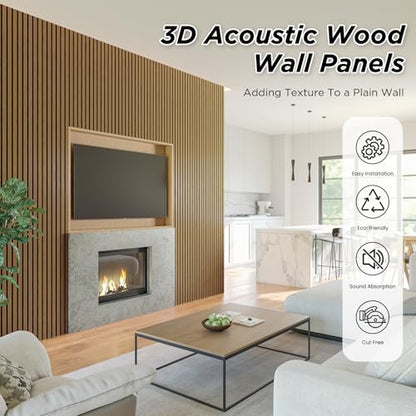 SMARTSTANDARD 4 Pack 105.9" x 12.6" Wood Slat Wall Panels, Classic Oak - color: Classic Oak, size: 106" x 50.4"