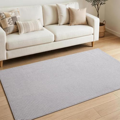 Sunfly 4x6 Washable Area Rug with Non Slip Rubber Backing Light Grey - color: Light Grey, size: 4' x 6' (Rectangular)