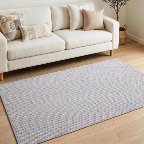 Sunfly 4x6 Washable Area Rug with Non Slip Rubber Backing Light Grey - color: Light Grey, size: 4' x 6' (Rectangular)