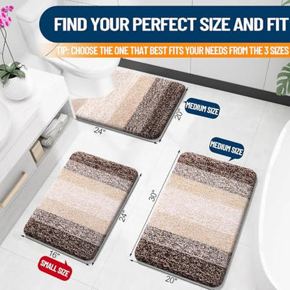 OLANLY Small Bathroom Rugs 24x16, Extra Soft Absorbent Microfiber Bath Rugs - color: Brown, size: 24" X 16"