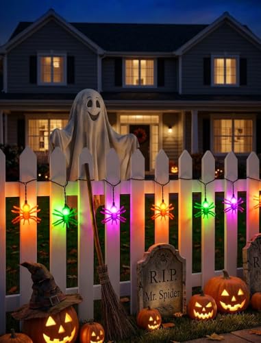 8.5Ft Halloween String Lights Plug in, 10 LED Spider Lights - color: Spider String Lights