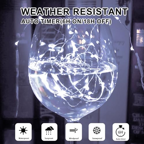 White Fairy Lights Battery Operated (Included), 8 Modes & Auto Timer, 16FT 50Led Mini Twinkle Silver Wire Firefly Starry Lights, Waterproof Battery Operated Lights for Mason Jars Bedroom - color: White, size: 1 Pack - Batteries Included