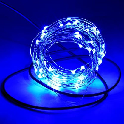Karlling USB Plug in LED Fairy Lights,2 Packs of 50 LED Bulbs 16 Ft Silver Wire Waterproof Starry String Lights for Bedroom Patio Garden Party Wedding Commercial Lighting (Blue) - color: Blue, size: 50 Leds(2 Pack)