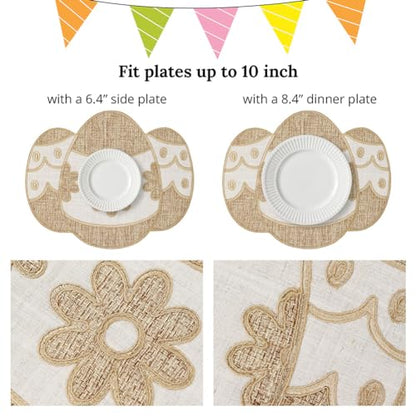Feuille Easter Placemats Set of 4 – Egg Burlap Spring Placemats, Farmhouse Spring Place Mats for Easter Decorations - style: Egg