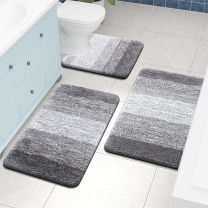 Arotive Microfiber Bathroom Rugs, Shaggy Soft Absorbent Bath Rug, 30x17 - color: Grey, size: 30" X 17"
