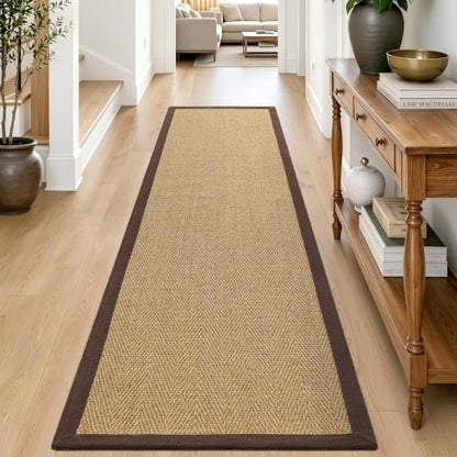 DEXI Jute Runner Rug 3x10, Rug Runners for Hallways, Natural/Brown - color: Natural/Brown, size: 3' x 10' (Runner)