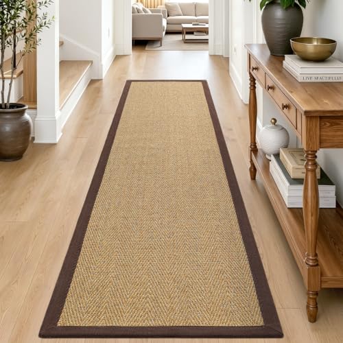 DEXI Jute Runner Rug 3x10, Rug Runners for Hallways, Natural/Brown - color: Natural/Brown, size: 3' x 10' (Runner)