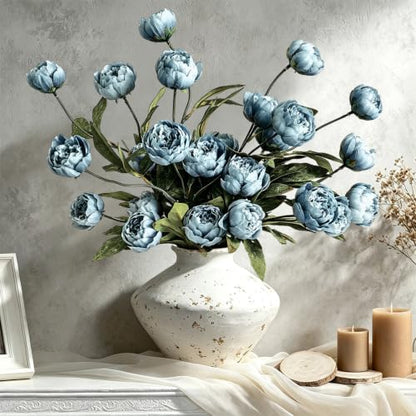 6Pcs Blue Peony Artificial Flowers for Vase - color: Blue, size: 6Pcs
