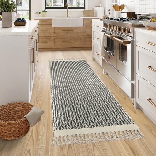 Lahome Boho Bathroom Runner Rug, 2x6 Washable Rugs for Kitchen Hallway - color: Grey, size: 2' x 6' (Runner)