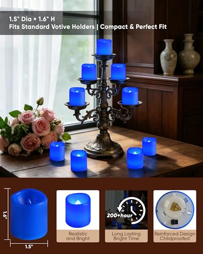 Homemory 24 Pack Blue Flameless Flickering LED Votive Tealights Candles - color: Blue (Blue Light), size: 24 Pack