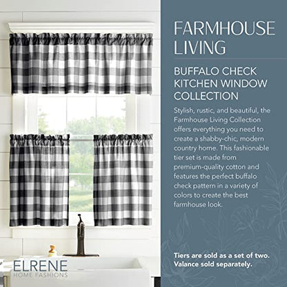 Farmhouse Living Buffalo Check Window Valance, Black/White - 60" W x 15" L - color: Black/White