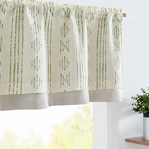 jinchan Striped Valance 18 Inch Modern Boho 1 Panel Green on Linen - color: Boho Green on Linen, size: 50"W x 18"L (Pack of 1)