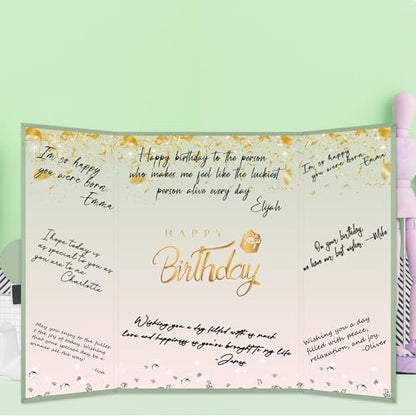 Crenics Green and Pink Birthday Guest Sign in Book Alternative 18" x 12" - color: Green and Pink