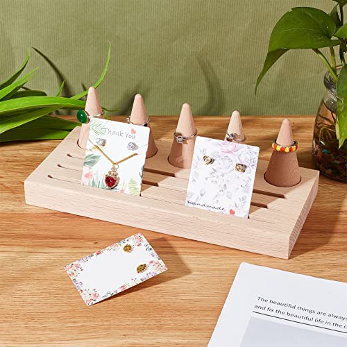 NBEADS Wood Rings Displays Set, Wood Finger Ring Stand with 5 Pcs Cone Ring Holders Counter Top Finger Cone Ring Organizers Wooden Ring Tray with Groove for Rings Jewelry Exhibition - color: Wooden- L.w.thi: 8.7x4x0.87"