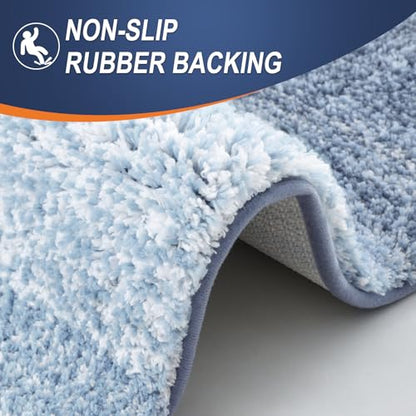 OLANLY Small Bathroom Rugs 24x16, Extra Soft Absorbent Microfiber Bath Rugs - color: Blue, size: 24" X 16"