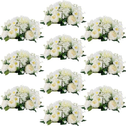 Flower Balls Centerpieces for Tables: White Silk Rose, 10Pcs - color: White, size: 10 PCS