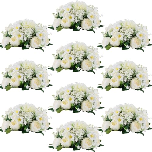 Flower Balls Centerpieces for Tables: White Silk Rose, 10Pcs - color: White, size: 10 PCS