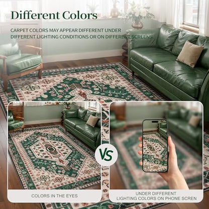 Ciicool 2x3ft Small Area Rug,Washable Boho Thin Mat for Entryway Kitchen - color: Beige/Green, size: 2' X 3' (Rectangular)