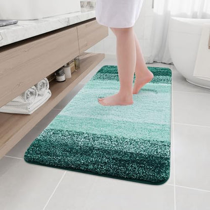 Arotive Microfiber Bathroom Rugs, Shaggy Soft Absorbent Bath Rug, 45x27 - color: Dark Green, size: 45" X 27"
