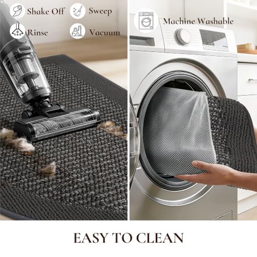 Dirt Trapper Door Mats 24" x 36", Non-Slip & Washable, Dark Grey - color: Dark Grey, size: 24" X 36" (Semicircular)